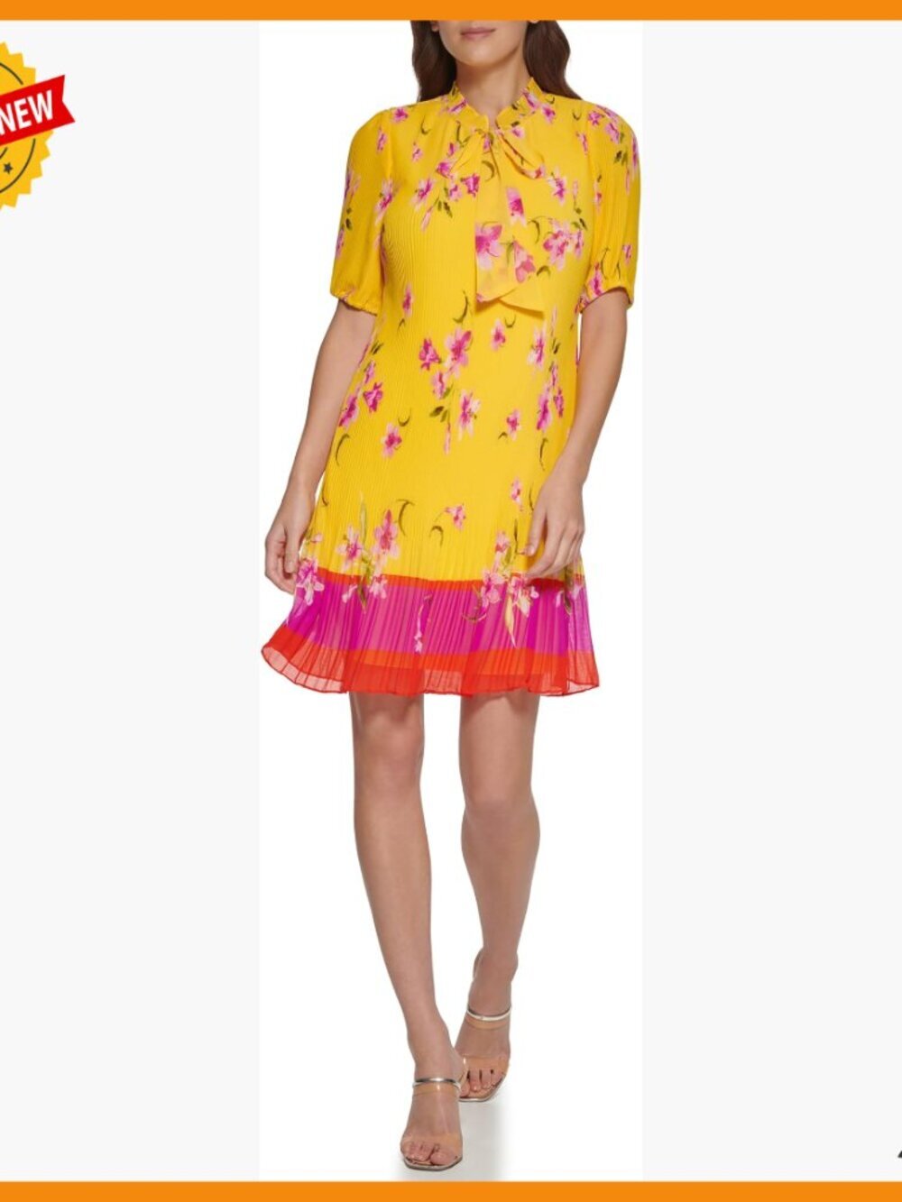 Long Sleeve Tie Neck Pleated Shift Dress, Professional Casual Wear